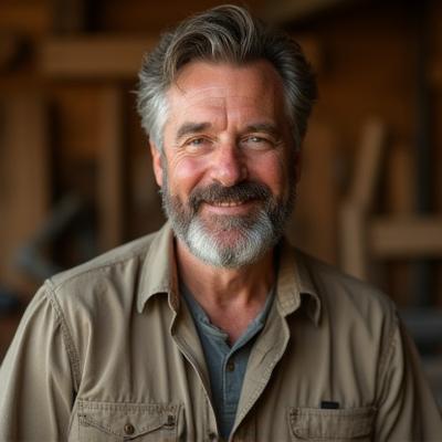 Portrait of Elias Vance, Harbor Timber Co. Founder and Lead Artisan.