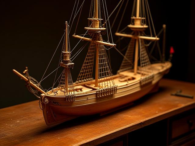 Advanced plank-on-frame model kit of USS Constitution 'Old Ironsides' in progress.