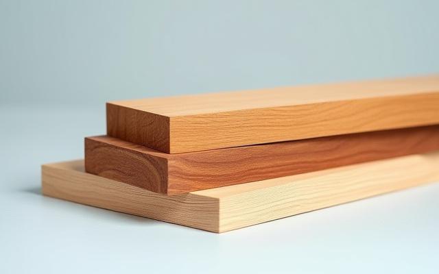 Stacked, smooth planks of marine-grade teak and mahogany