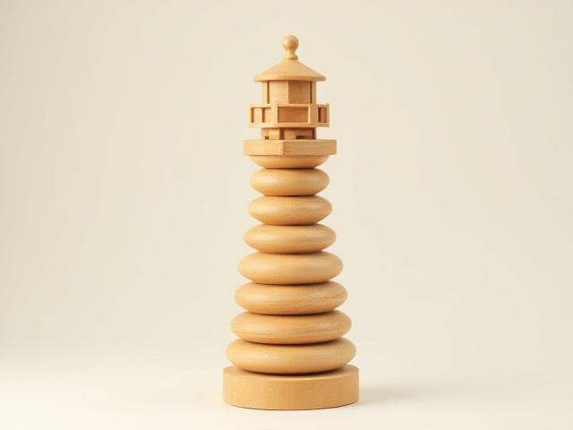 Layered Pine Lighthouse Figure