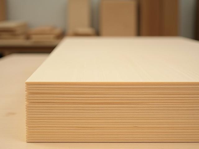Stack of Okoume marine plywood sheets