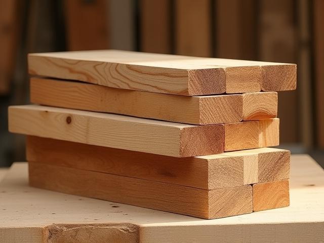 Stacked Teak lumber planks